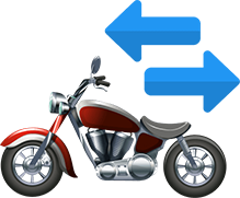 Consultar placa de moto dok despachante, ilustração de uma moto junto a setas